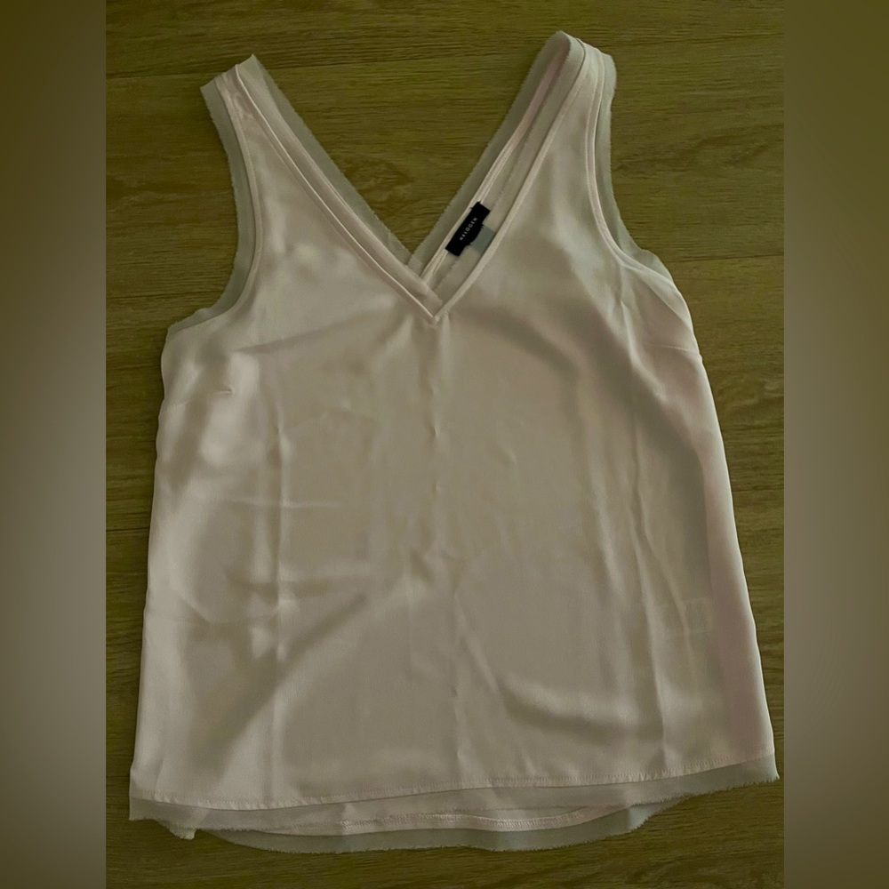 Halogen XS light pink raw edge tank top flowy
